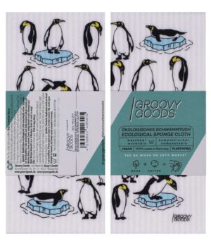 GroovyGoods ökologisches Schwammtuch 20 x 17 cm Pinguin - Bürsten, Schwämme, Tücher