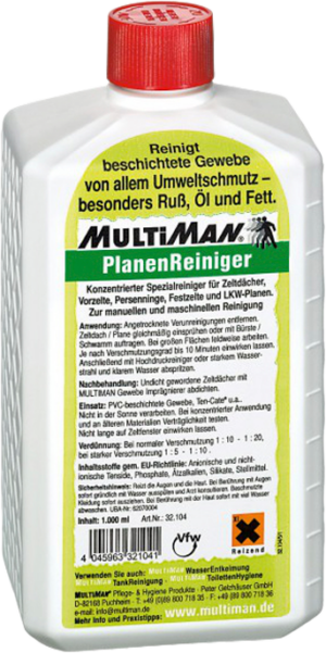 MultiMan PlanenRein 1000 Reinigungsmittel Pumpsprühflasche 1 Liter - Außenbereich & Lack