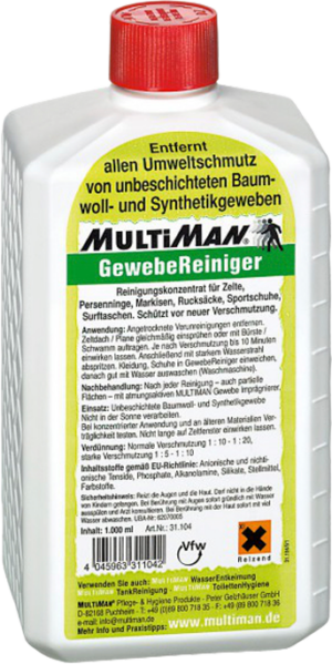 MultiMan GewebeRein 1000 Reinigungsmittel Vorratsflasche 1 Liter - Außenbereich & Lack