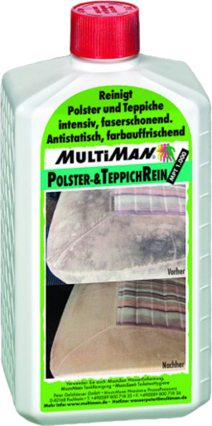 MultiMan Polster und TeppichRein 1000 Reinigungsmittel Vorratsflasche 1 Liter - Innenbereich & Scheiben