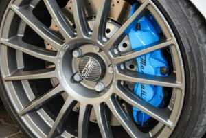 a close up of a wheel on a car